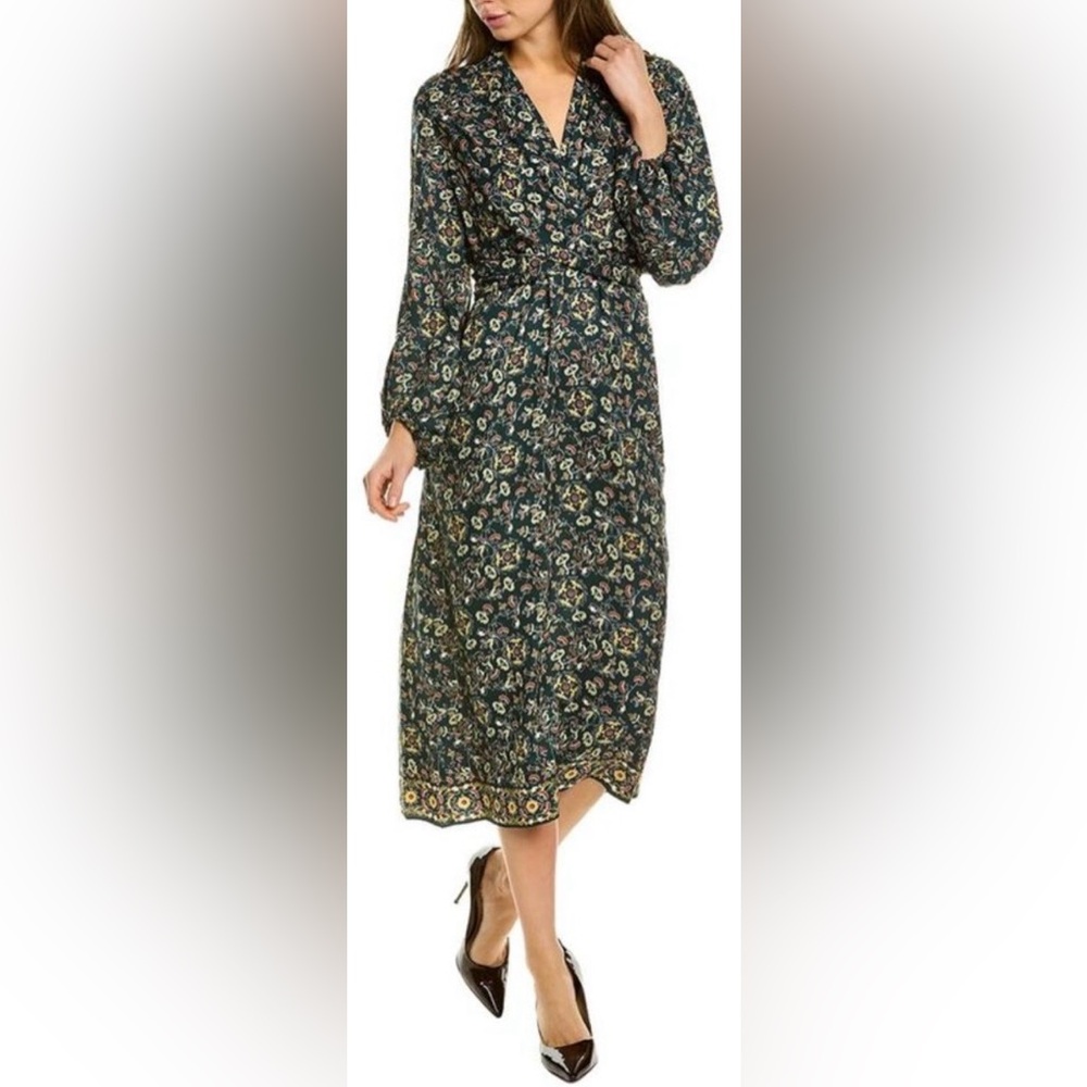 Max Studio Floral Print Long Sleeve Dress In Floral Pattern Size M
